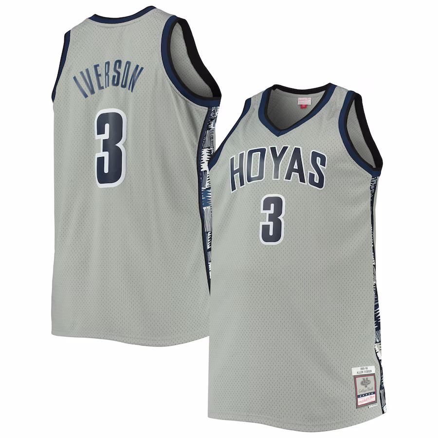Allen Iverson Georgetown Hoyas Mitchell & Ness Big & Tall 1995/96 Replica Player Jersey - Gray - ujerseystore