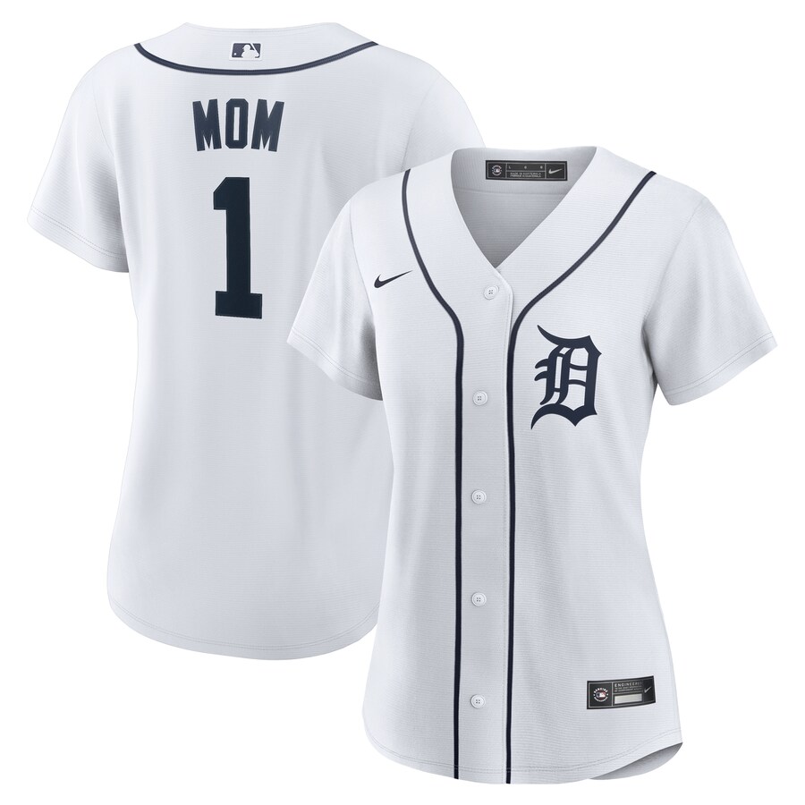 Women's Detroit Tigers Nike White #1 Mom Home Replica Jersey - ujerseystore