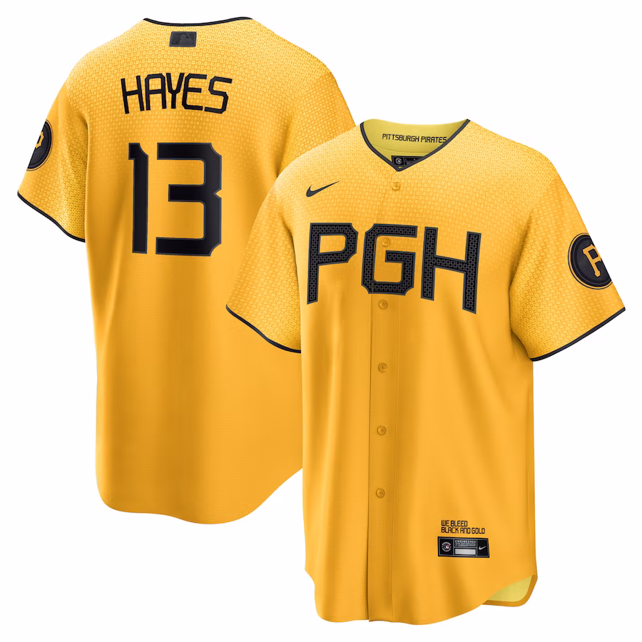 Men's Pittsburgh Pirates Ke'Bryan Hayes Nike Gold City Connect Replica Player Jersey - ujerseystore