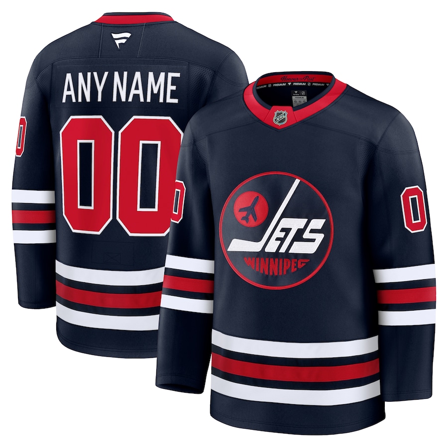 Men's Winnipeg Jets Fanatics Navy Alternate Premium Custom Jersey - ujerseystore