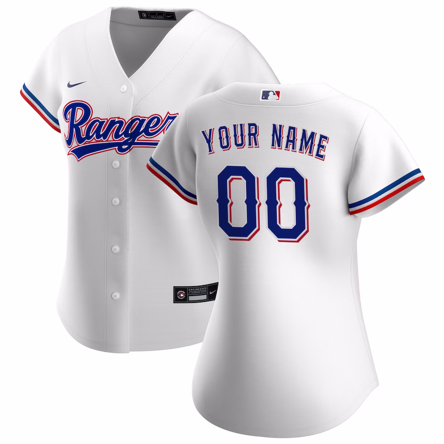 Women's Texas Rangers Nike White Home Replica Custom Jersey - ujerseystore