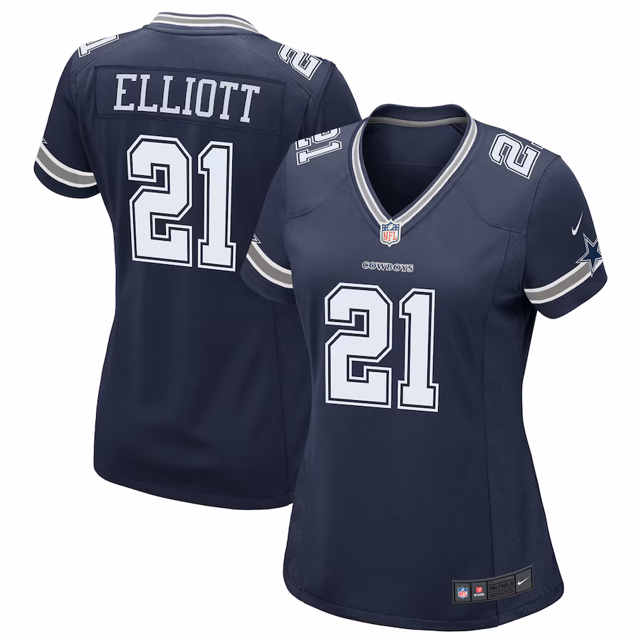 Women's Dallas Cowboys Ezekiel Elliott Nike Navy Game Team Jersey - ujerseystore