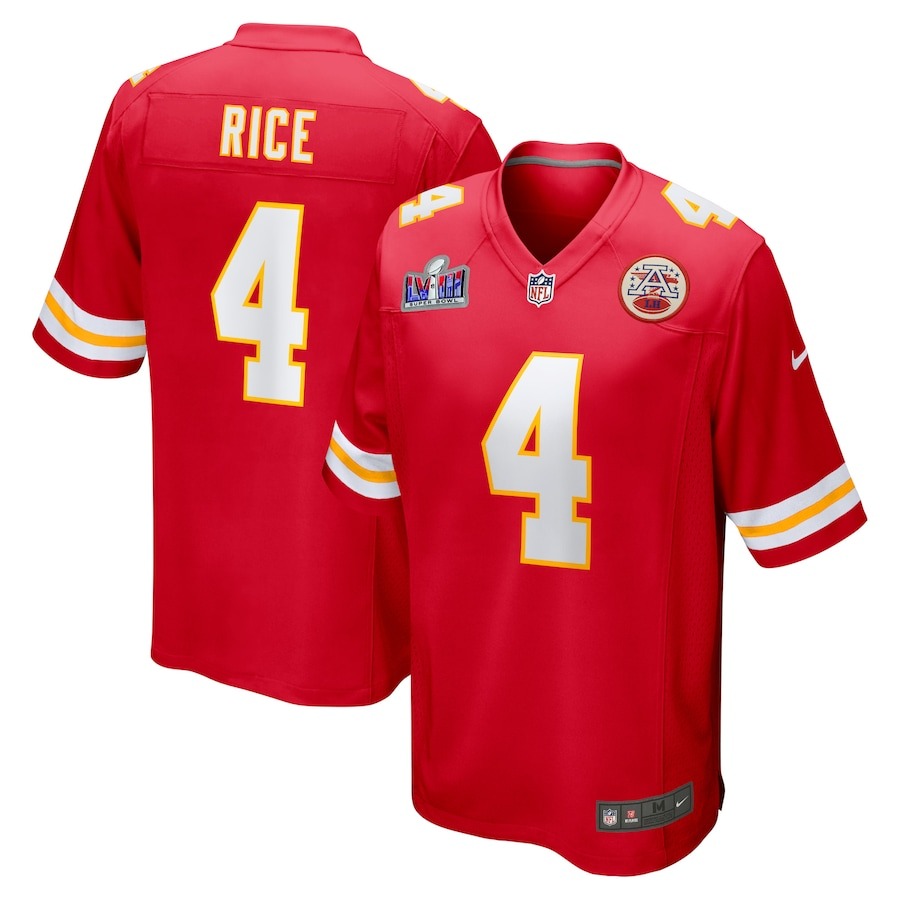 Men's Kansas City Chiefs Rashee Rice Nike Red Super Bowl LVIII Game Jersey - ujerseystore