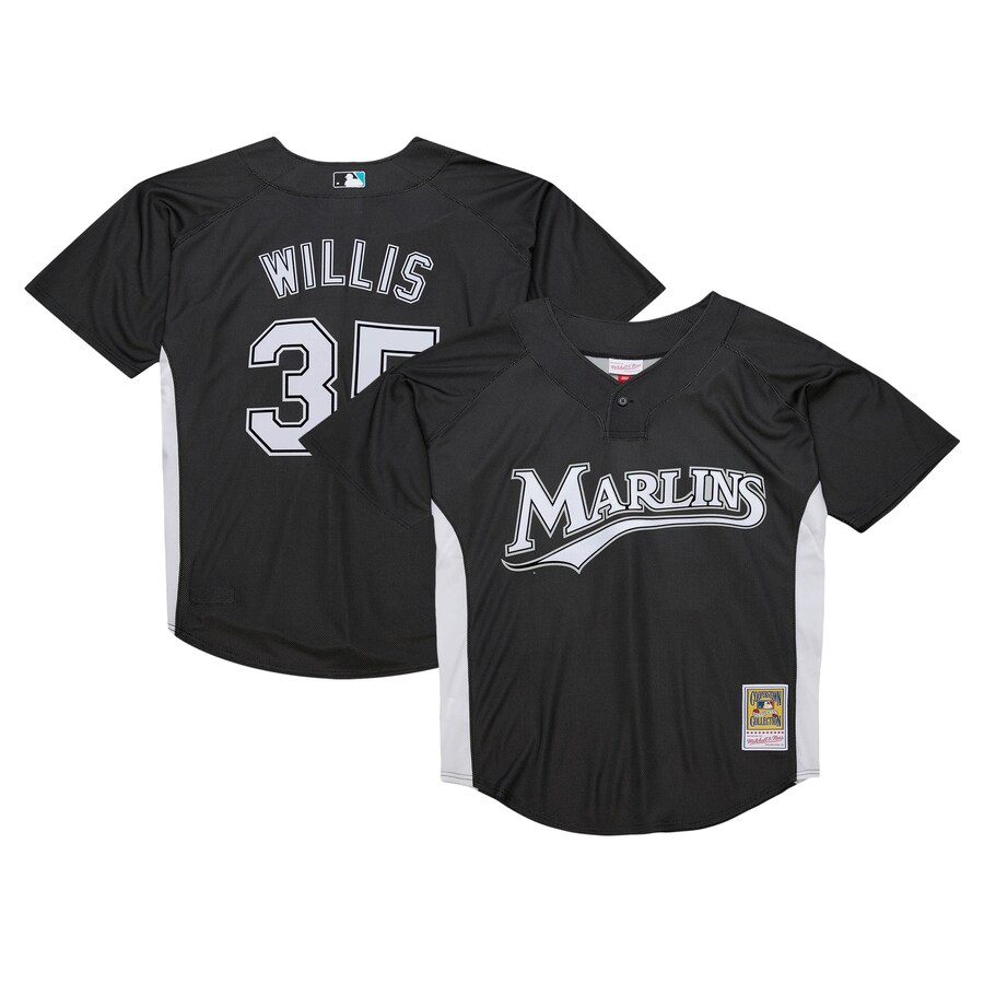 Men's Florida Marlins Dontrelle Willis Mitchell & Ness Black Cooperstown Collection 2007 Batting Practice Jersey - ujerseystore