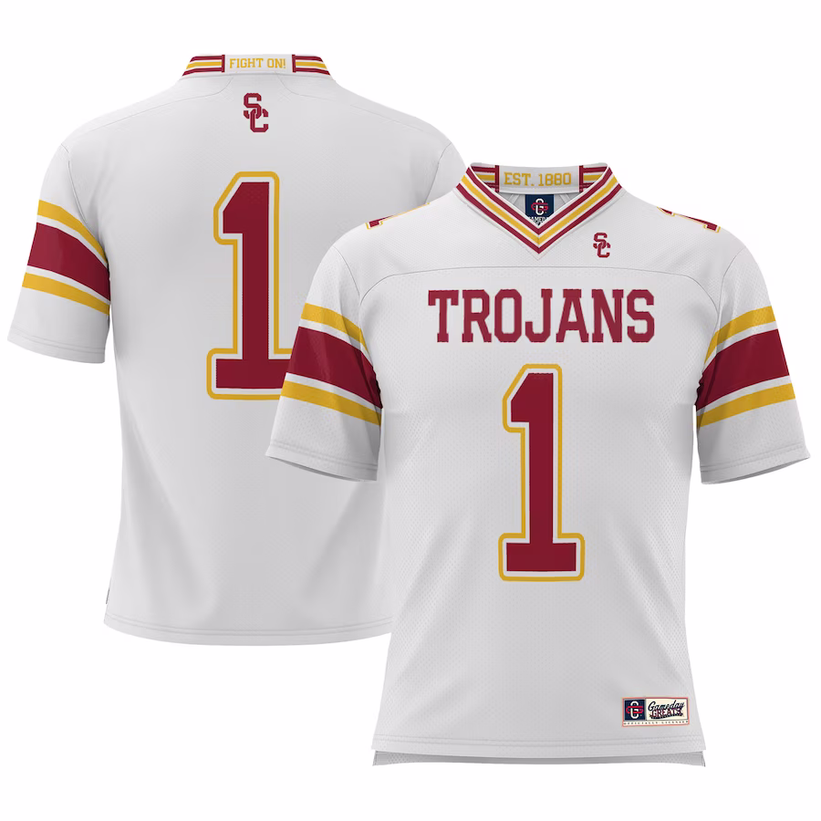 #1 USC Trojans GameDay Greats Youth Football Jersey - White - ujerseystore