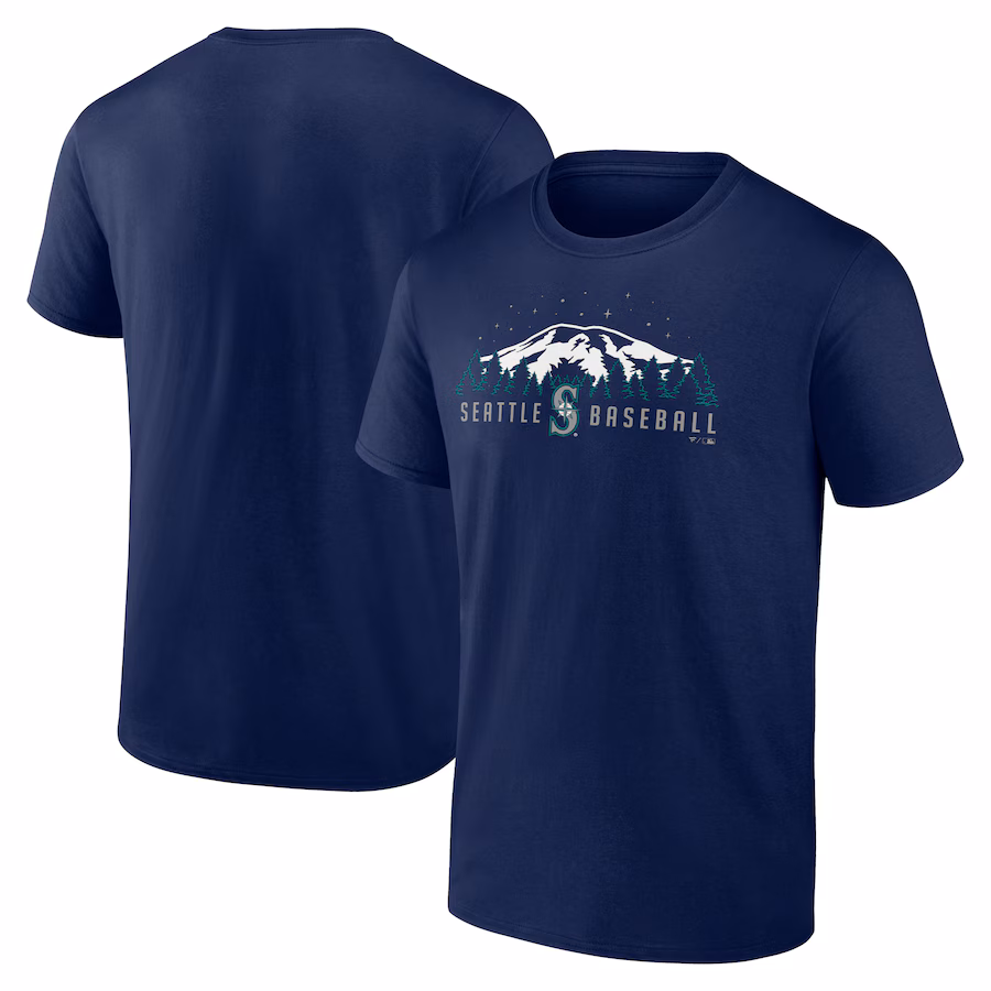 Men's Seattle Mariners Navy Mountains T-Shirt - ujerseystore