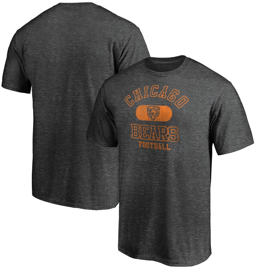 Men's Chicago Bears Heather Charcoal Varsity Issued Throwback T-Shirt - ujerseystore
