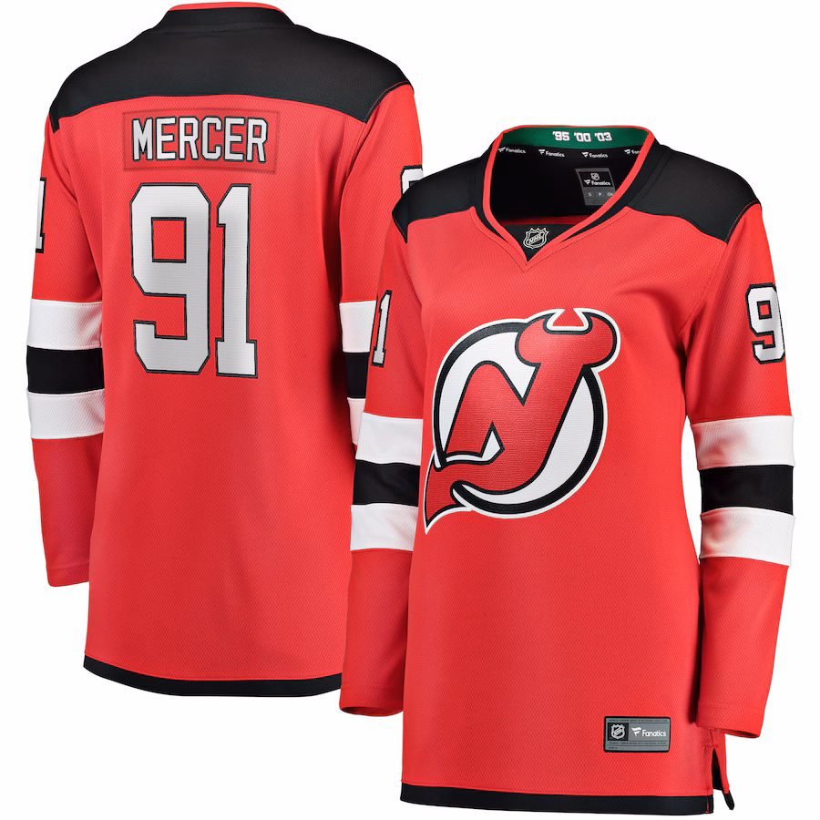 Women's New Jersey Devils Dawson Mercer Fanatics Red Home Breakaway Jersey - ujerseystore