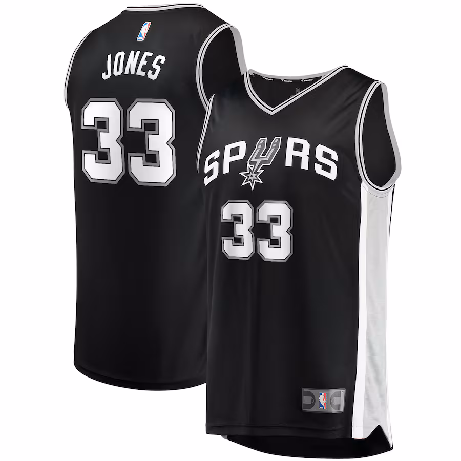 Men's San Antonio Spurs Tre Jones Fanatics Black Fast Break Replica Jersey - Icon Edition - ujerseystore