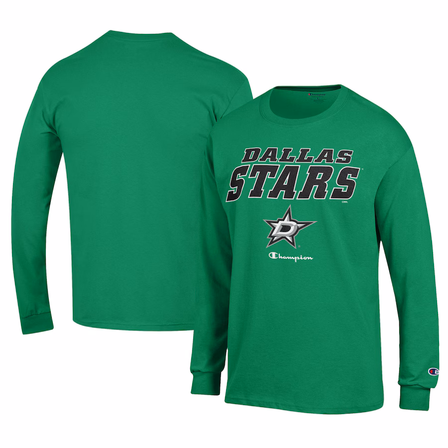 Men's Dallas Stars Champion Kelly Green Long-Sleeve Jersey T-Shirt - ujerseystore