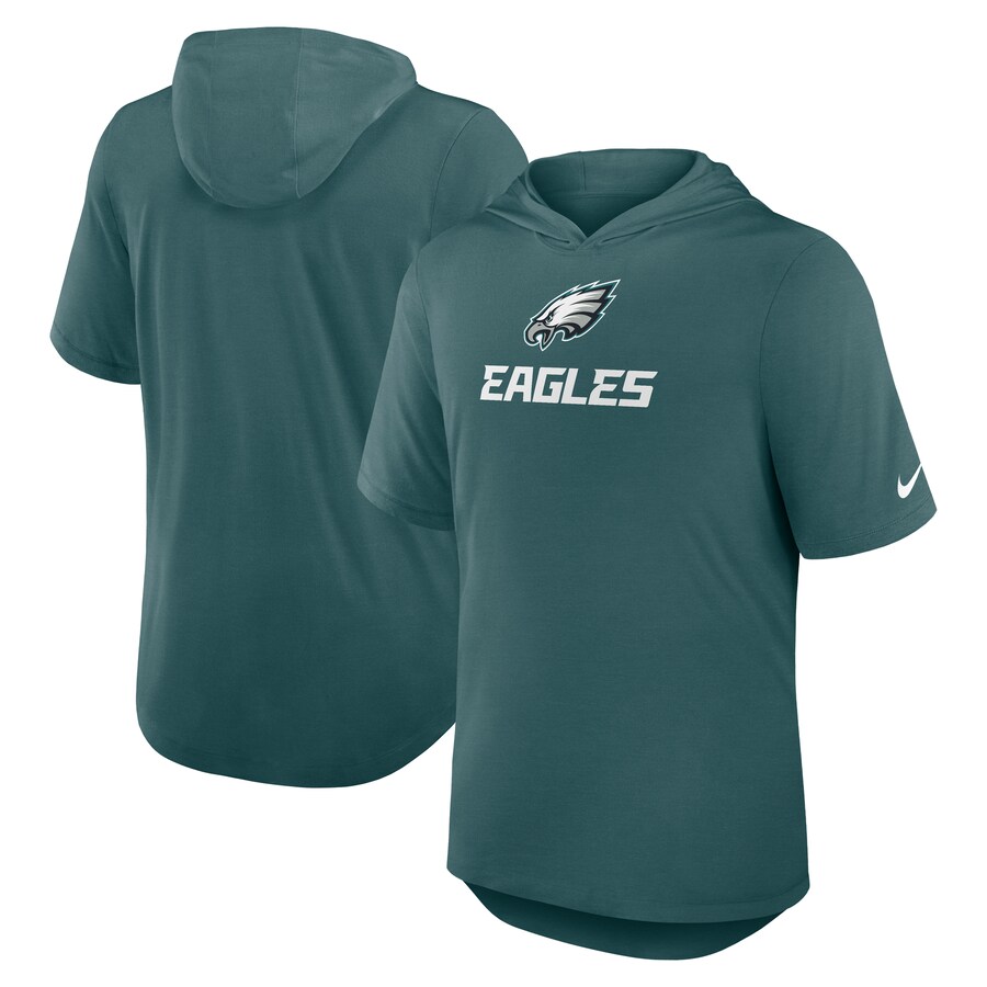 Men's Philadelphia Eagles Nike Midnight Green Lockup Tri-Blend Hoodie T-Shirt - ujerseystore