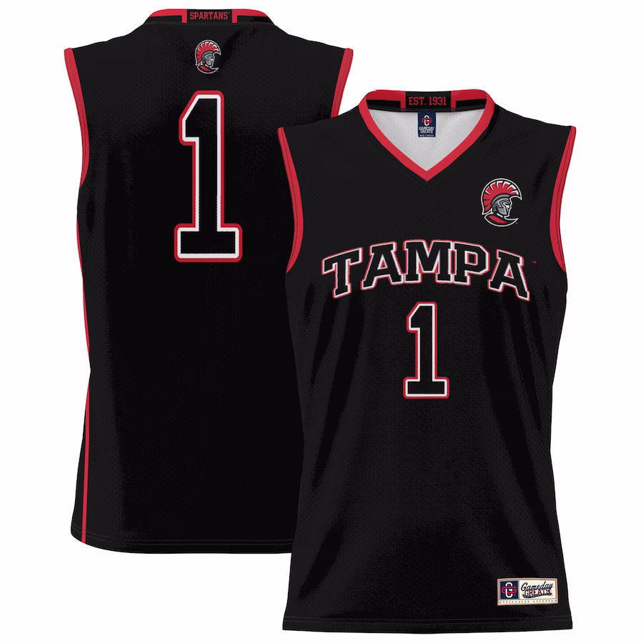 #1 Tampa Spartans GameDay Greats Unisex Lightweight Basketball Jersey - Black - ujerseystore