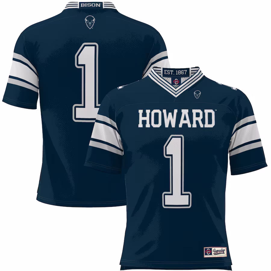 #1 Howard Bison GameDay Greats Endzone Football Jersey - Navy - ujerseystore