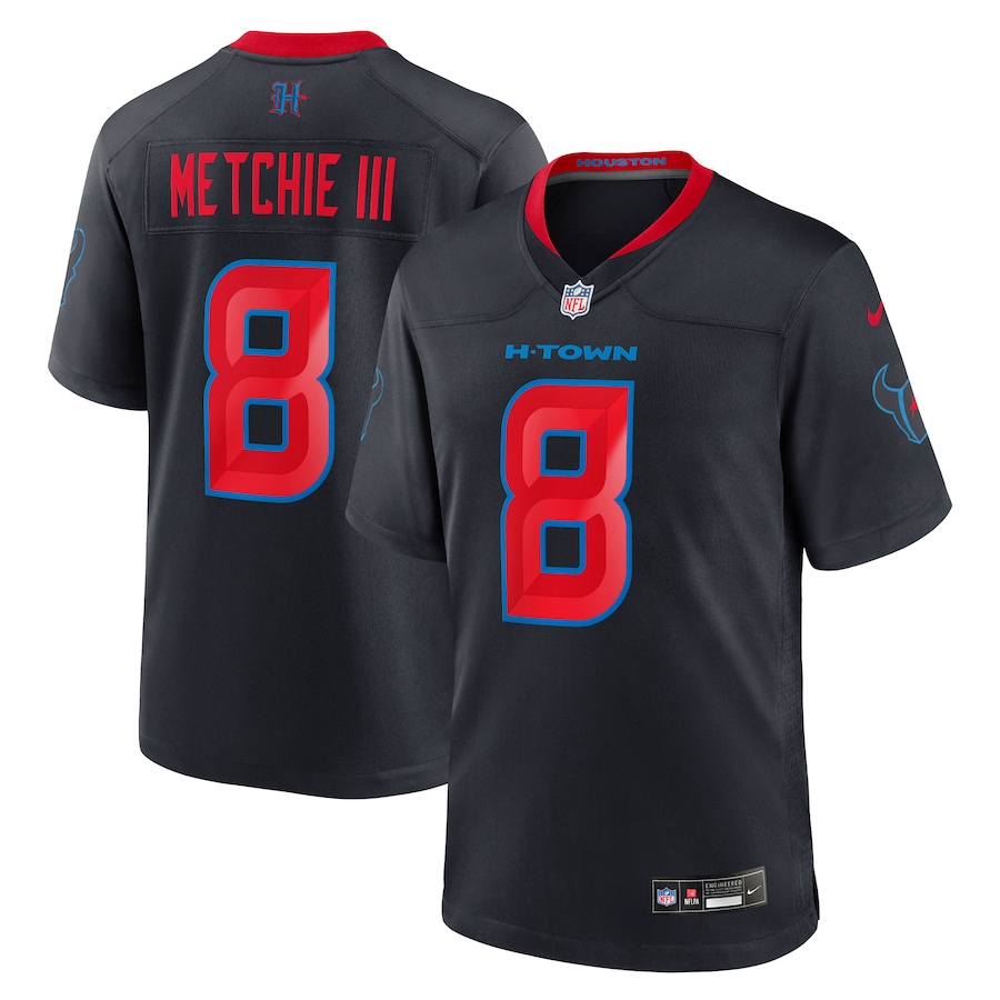 Men's Houston Texans John Metchie III Nike Navy 2nd Alternate Game Jersey - ujerseystore
