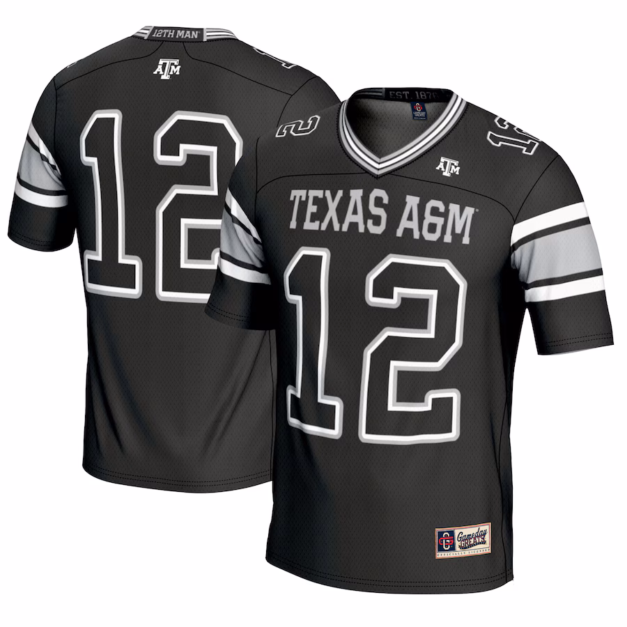 #12 Texas A&M Aggies GameDay Greats Youth Football Lightweight Fashion Jersey - Black - ujerseystore
