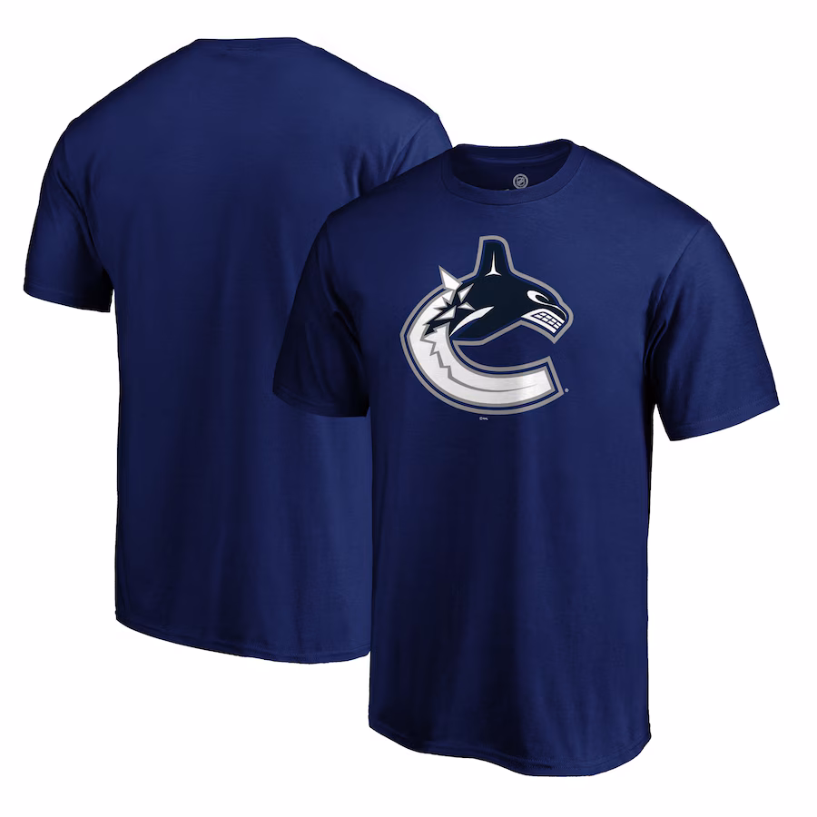Men's Vancouver Canucks Royal Primary Logo Short Sleeve T-Shirt - ujerseystore