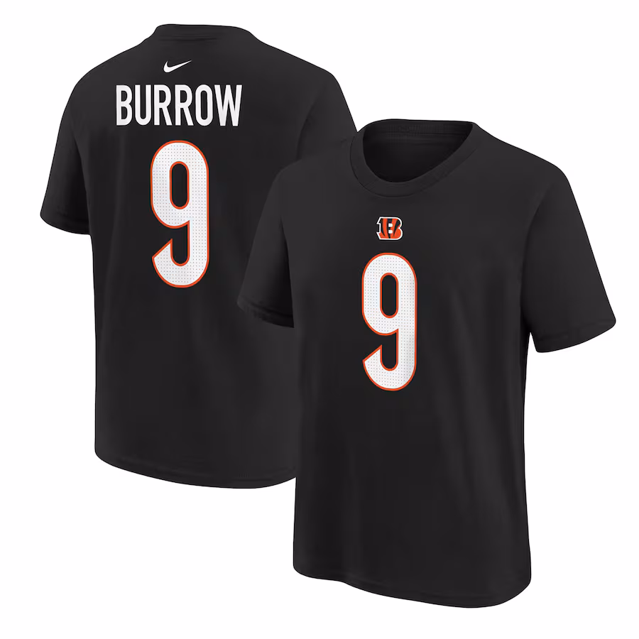Youth Cincinnati Bengals Joe Burrow Black Nike Player Name & Number T-Shirt - ujerseystore