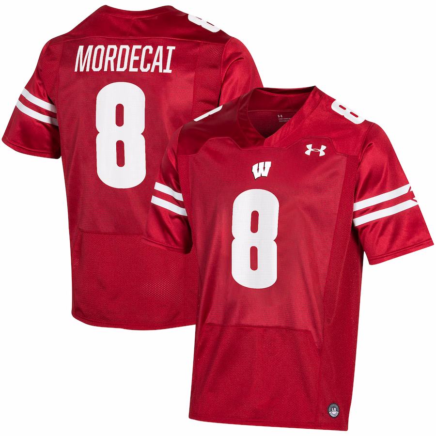 Tanner Mordecai Wisconsin Badgers Under Armour Player Game Jersey - Red - ujerseystore