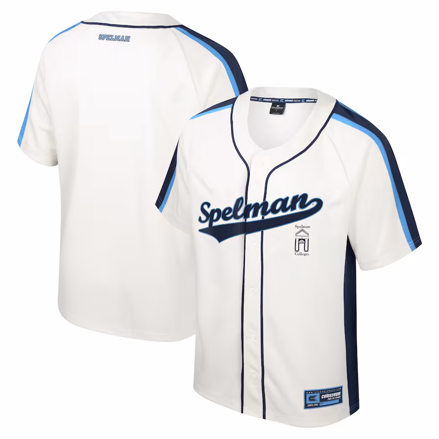 Men's Colosseum Cream Spelman College Jaguars Ruth Button-Up Baseball Jersey - ujerseystore