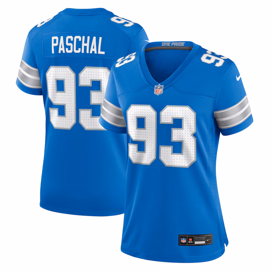 Women's Detroit Lions Josh Paschal Nike Blue Team Game Jersey - ujerseystore