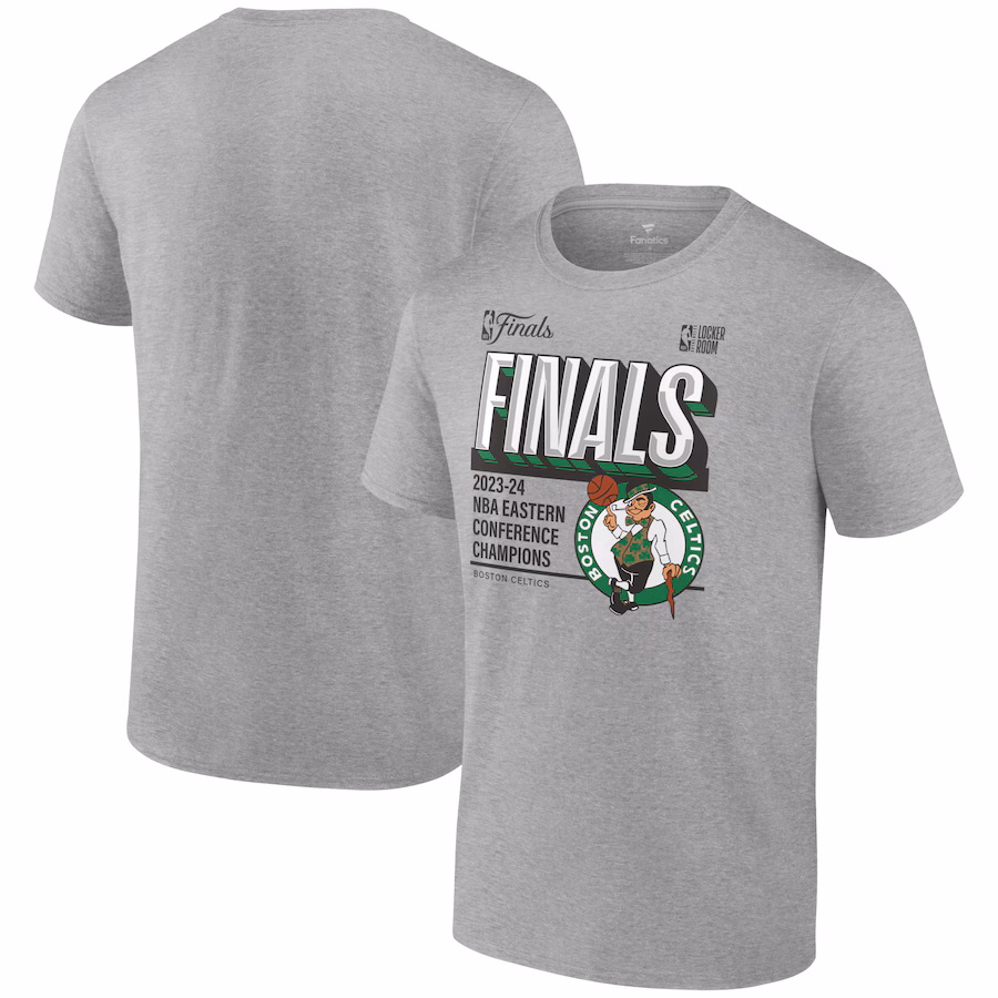 Men's Boston Celtics Fanatics Steel 2024 Eastern Conference Champions Locker Room Post Up Move T-Shirt - ujerseystore