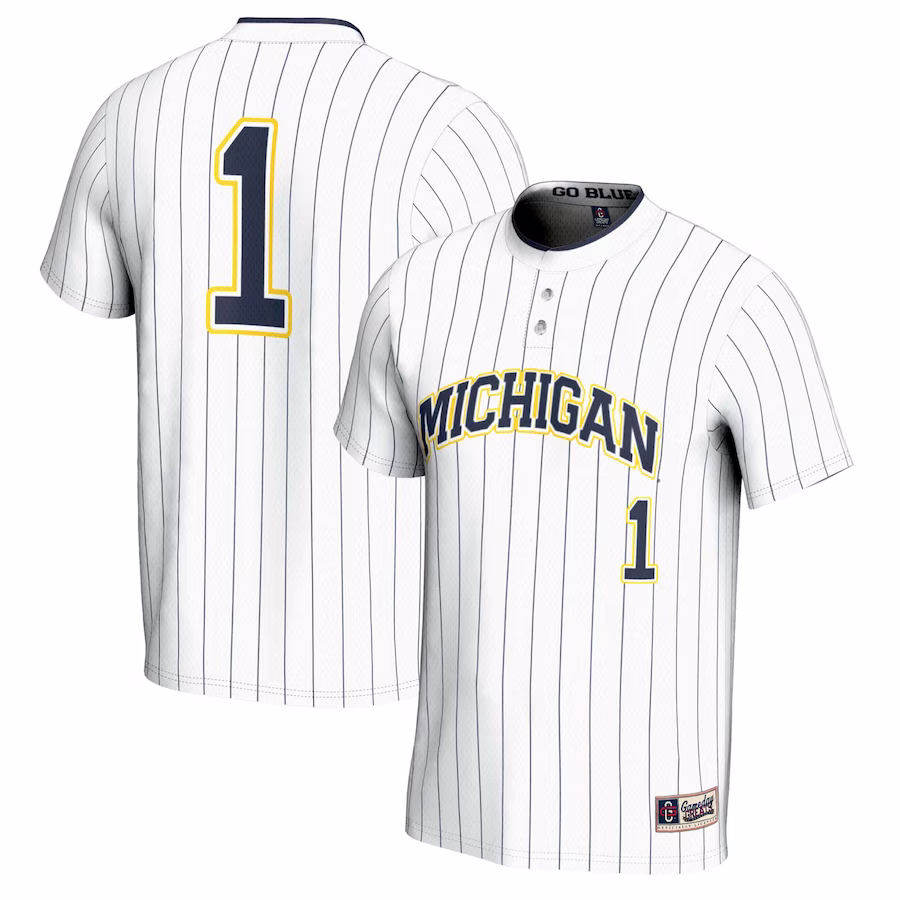 #1 Michigan Wolverines GameDay Greats Unisex Lightweight Softball Jersey - White - ujerseystore