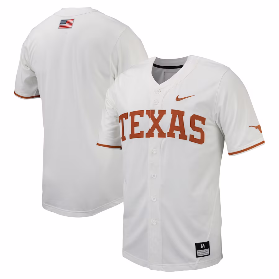 Texas Longhorns Nike Replica Full-Button Baseball Jersey - White - ujerseystore