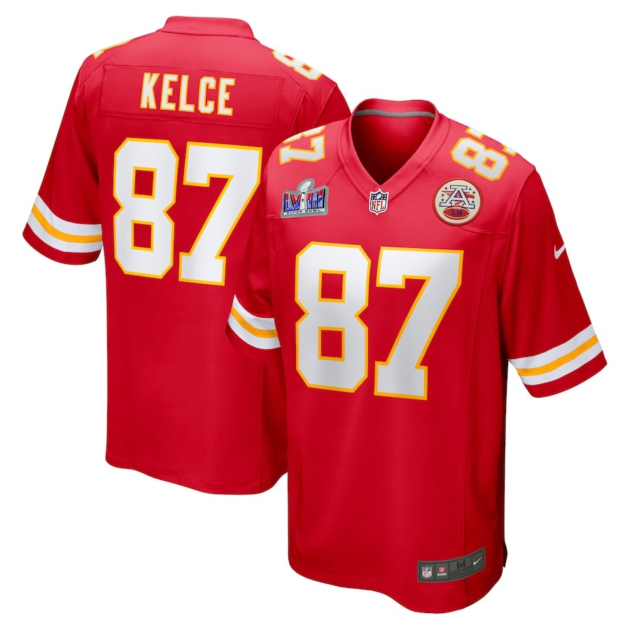 Men's Kansas City Chiefs Travis Kelce Nike Red Super Bowl LVIII Game Jersey - ujerseystore
