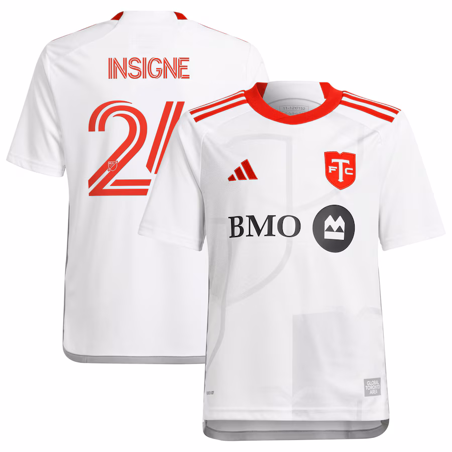 Youth Toronto FC Lorenzo Insigne adidas White 2024 GTA Kit Replica Player Jersey - ujerseystore