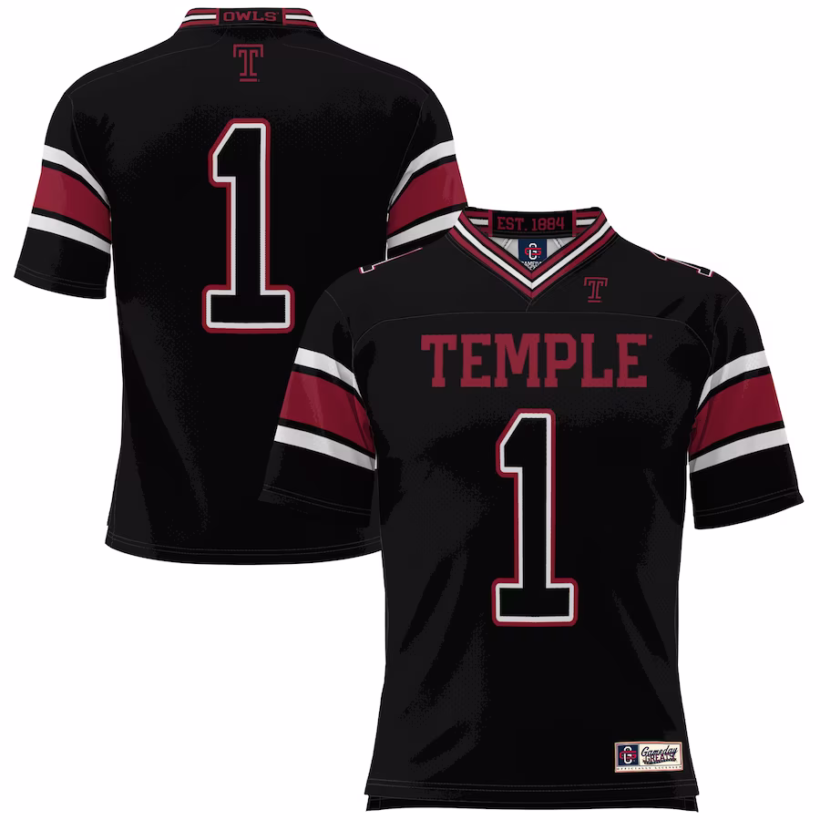 #1 Temple Owls GameDay Greats Endzone Football Jersey - Black - ujerseystore