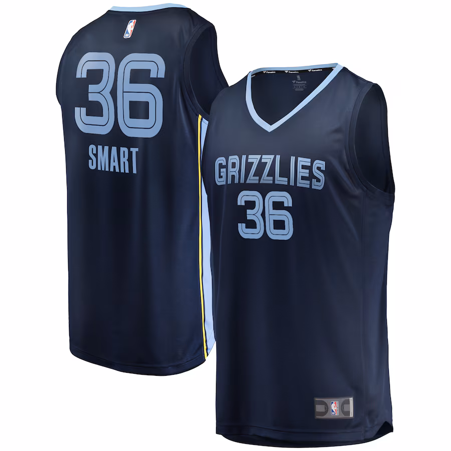 Men's Memphis Grizzlies Marcus Smart Fanatics Navy Fast Break Player Jersey - Icon Edition - ujerseystore