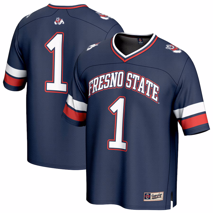 Youth GameDay Greats #1 Navy Fresno State Bulldogs Lightweight Collegiate Football Fashion Jersey - ujerseystore