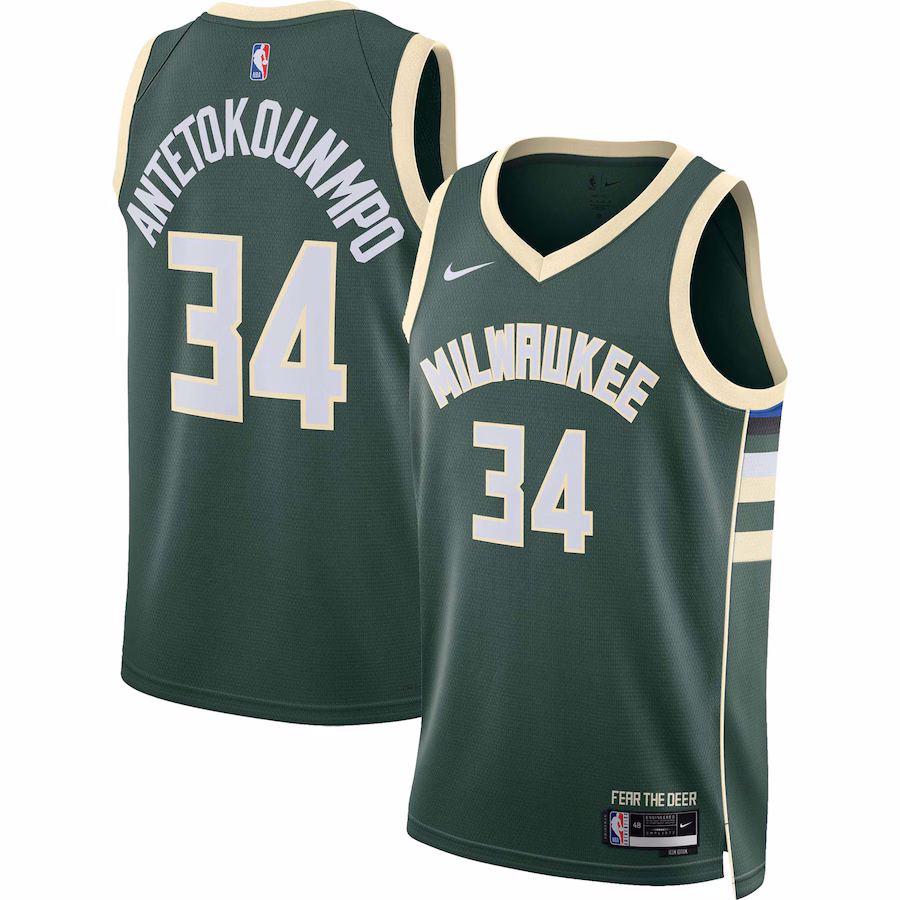 Unisex Milwaukee Bucks Giannis Antetokounmpo Nike Hunter Green Swingman Jersey - Icon Edition - ujerseystore
