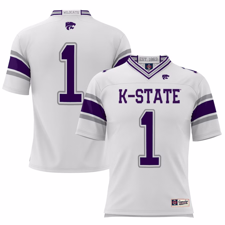 #1 Kansas State Wildcats GameDay Greats Youth Football Jersey – White - ujerseystore