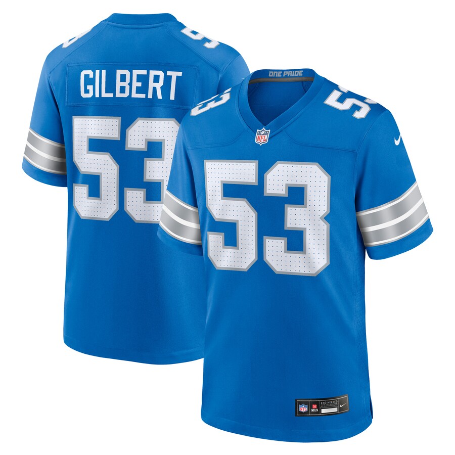 Men's Detroit Lions DaRon Gilbert Nike  Blue Game Jersey - ujerseystore
