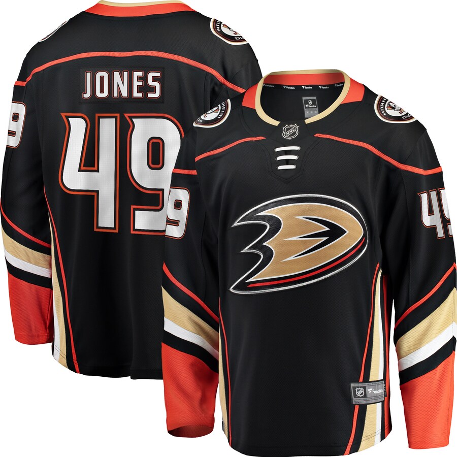 Men's Anaheim Ducks Max Jones Fanatics Branded Black Breakaway Player Jersey - ujerseystore