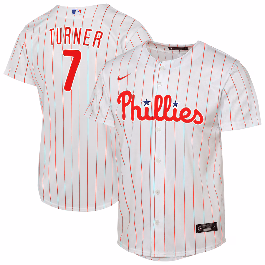Youth Philadelphia Phillies Trea Turner Nike White Home Replica Player Jersey - ujerseystore
