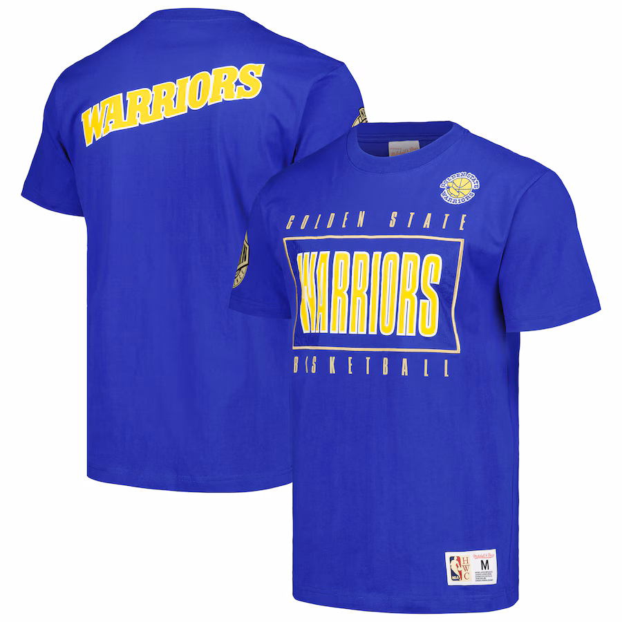 Men's Golden State Warriors Mitchell & Ness Royal Hardwood Classics Team OG 2.0 Premium Vintage Logo T-Shirt - ujerseystore