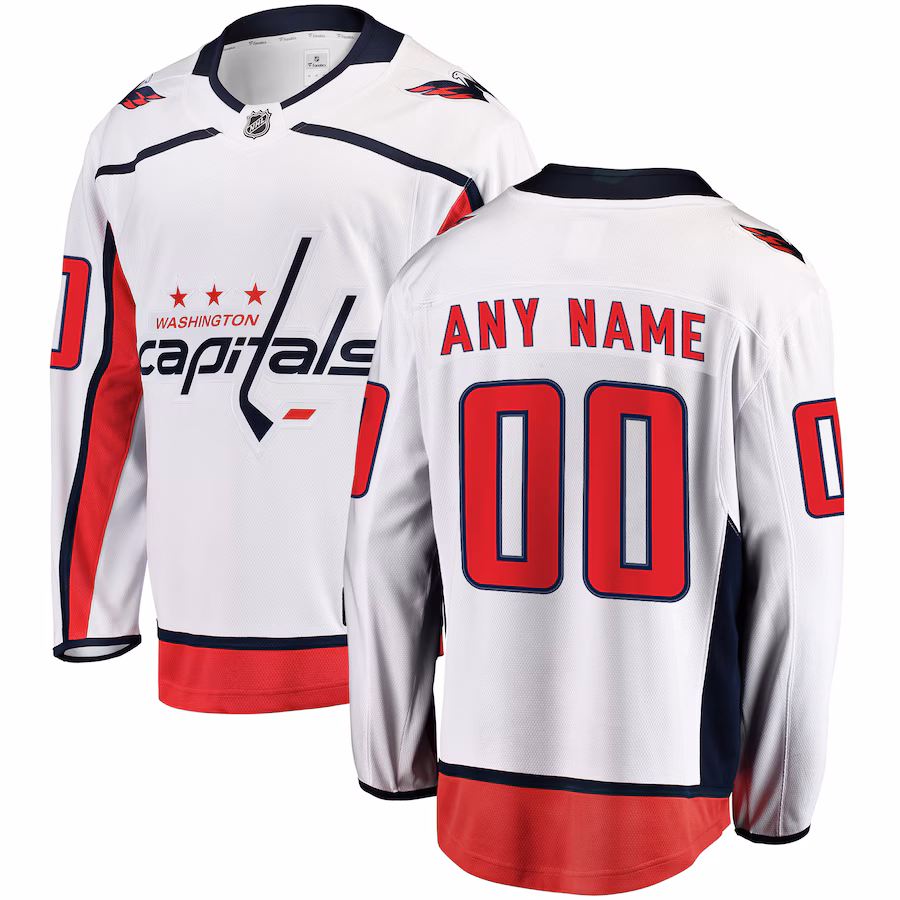 Men's Washington Capitals Fanatics White Away Breakaway Custom Jersey - ujerseystore