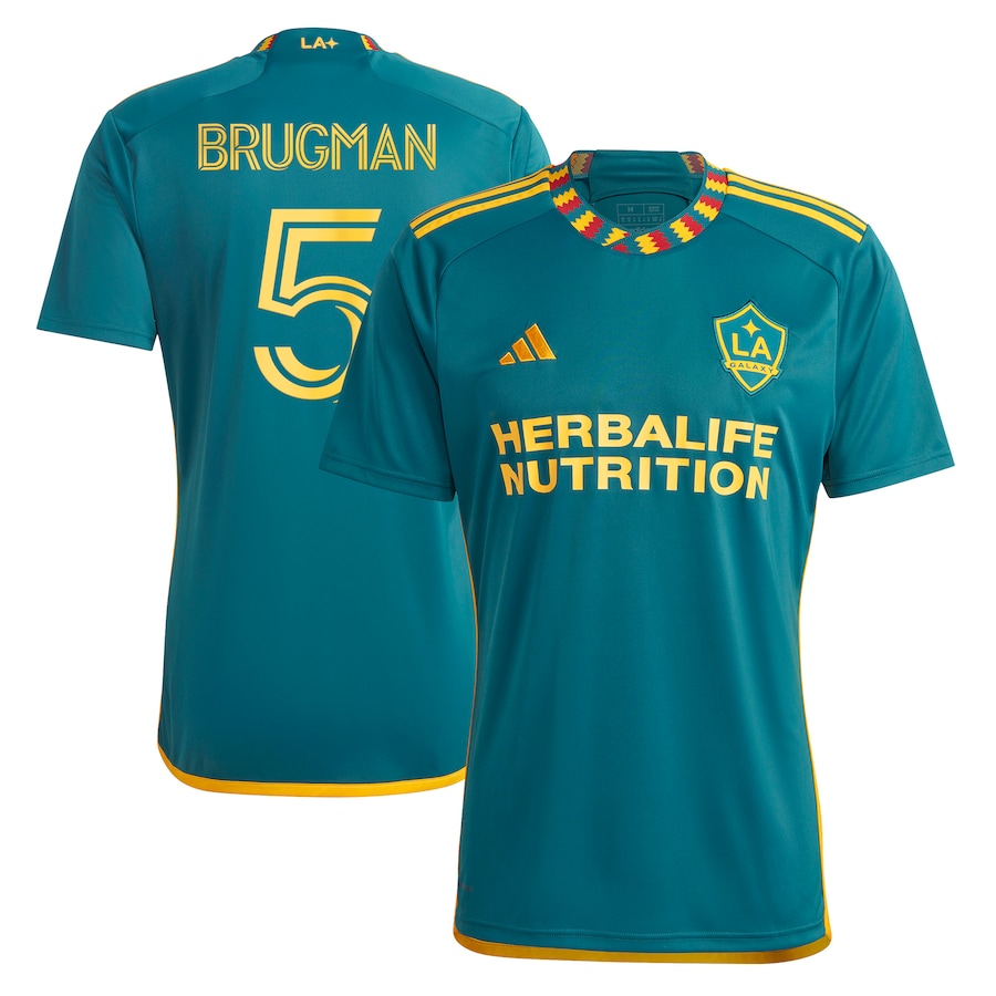 Men's LA Galaxy Gastón Brugman adidas Green 2023 LA Kit Replica Player Jersey - ujerseystore
