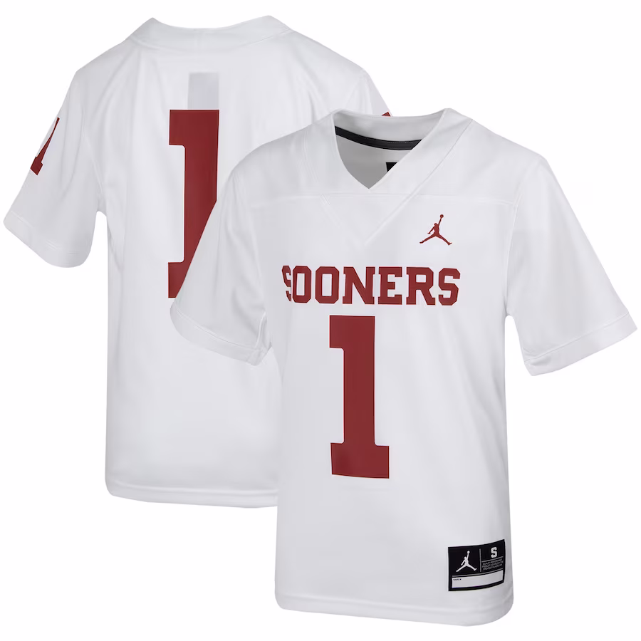 #1 Oklahoma Sooners Jordan Brand Youth Untouchable Football Jersey - White - ujerseystore