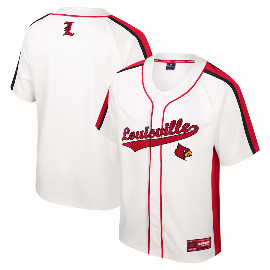 Louisville Cardinals Colosseum Ruth Button-Up Baseball Jersey - Cream - ujerseystore