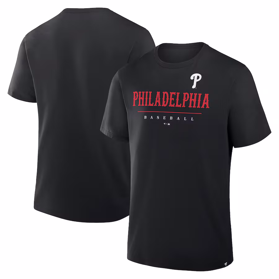 Men's Philadelphia Phillies Fanatics Black Color Pop Legacy Clubhouse T-Shirt - ujerseystore