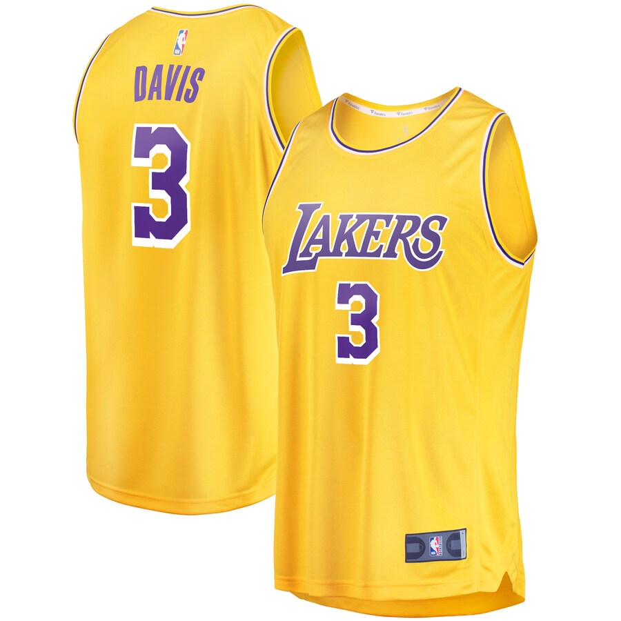 Men's Los Angeles Lakers Anthony Davis Fanatics Gold Fast Break Replica Player Jersey - Icon Edition - ujerseystore