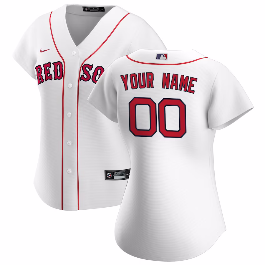 Women's Boston Red Sox Nike White Home Replica Custom Jersey - ujerseystore
