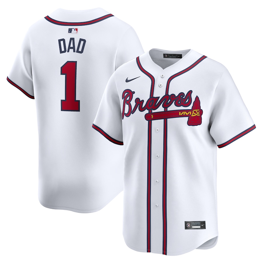 Men's Atlanta Braves Nike White #1 Dad Home Limited Jersey - ujerseystore