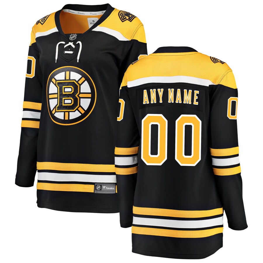 Women's Boston Bruins Fanatics Branded Black Home Breakaway Custom Jersey - ujerseystore