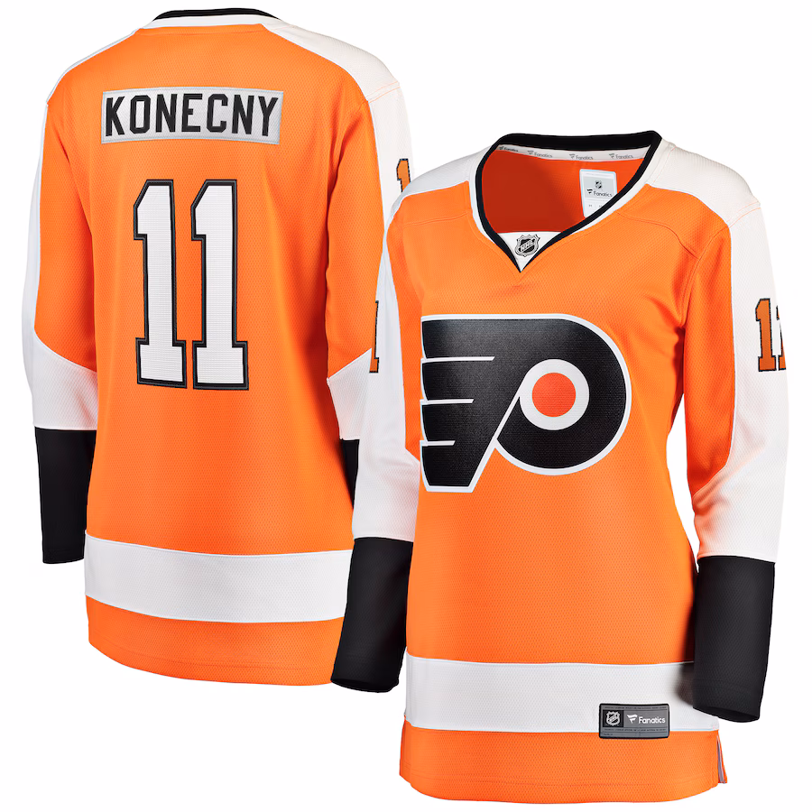 Women's Philadelphia Flyers Travis Konecny Fanatics Orange Home Premier Breakaway Player Jersey - ujerseystore