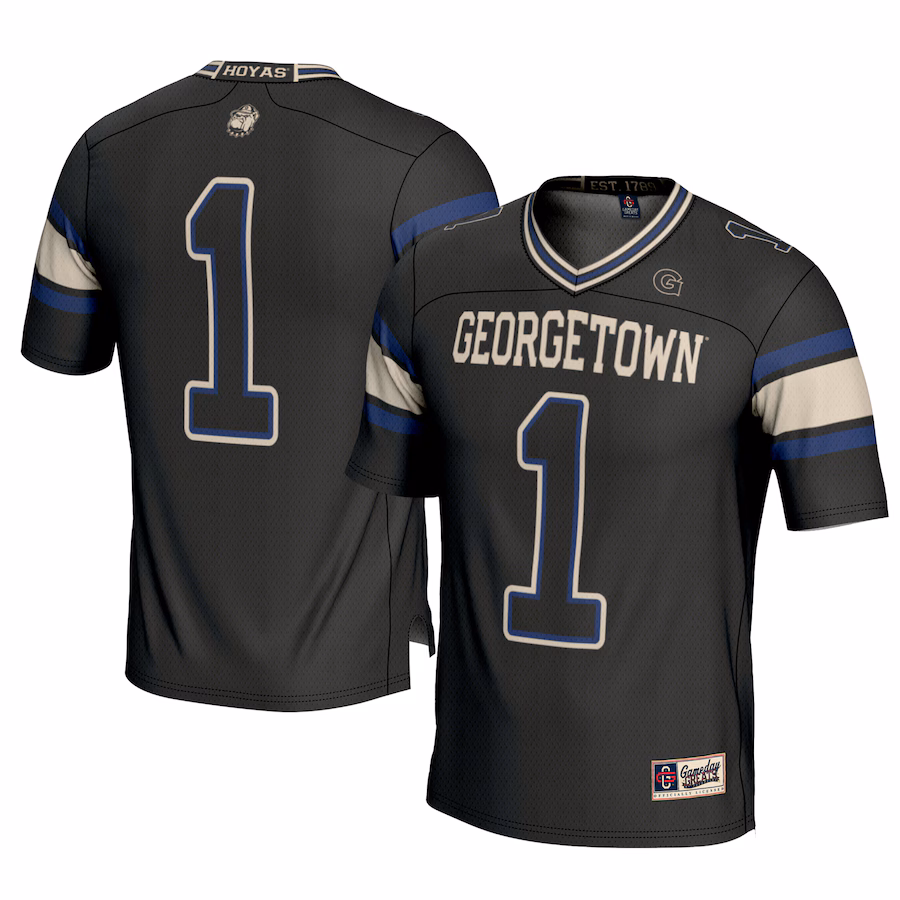 Men's GameDay Greats #1 Black Georgetown Hoyas Football Jersey - ujerseystore