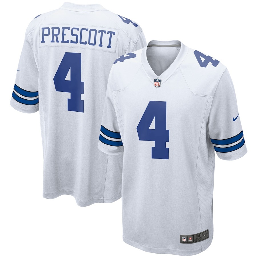 Men's Dallas Cowboys Dak Prescott Nike White Game Team Jersey - ujerseystore